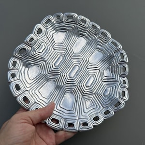 Arthur Court Turtle Tray 8 Inch Vintage 1995 Cast Aluminum Shell Dish Coastal Beach Decor Sea Turtle Serving Tray Collectible