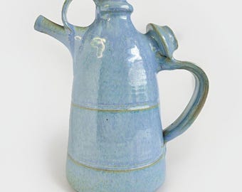 Studio Nova Ceramic Sculpture, Periwinkle Blue Sculptural Teapot, Vintage Art Pottery