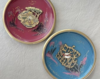 Vintage Israeli Tiberias Shalom Wall Plates Set of 2  Mid-Century Judaica