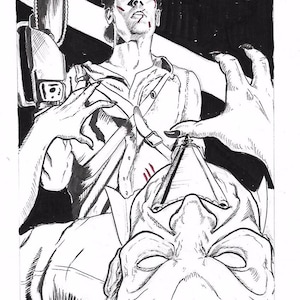 Bruce Campbell Evil Dead oryginalna ilustracja portretowa