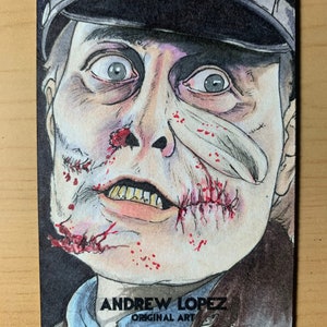 Ilustración original del retrato del sketchcard del policía maníaco