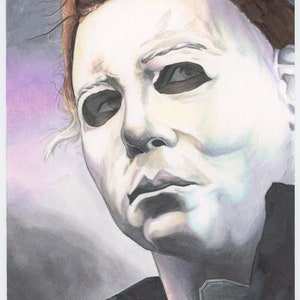 Original Hand drawn Michael Myers Halloween Illustration Portrait