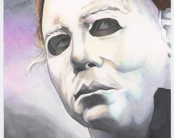 Original Hand drawn Michael Myers Halloween Illustration Portrait