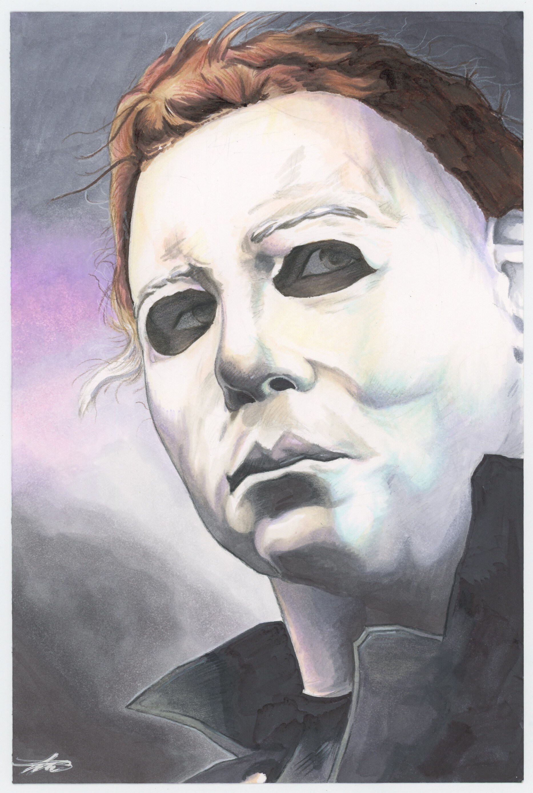 Original Hand drawn Michael Myers Halloween Illustration Portrait