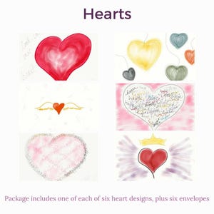 Tarjetas de notas de corazones