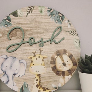 Jungle Lion Door Plaque , Personalised door sign , Jungle theme , Lion theme , Bedroom Decor  , Boys Bedroom decor , Jungle themed room