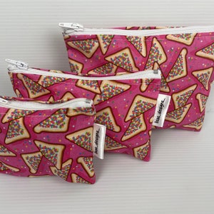 Sacs à main Fairy Bread Tissu Laura Wayne mignon, pochette à fermeture éclair, porte-monnaie de fabrication australienne Pochette en coton avec fermeture à glissière en nylon 3 tailles différentes disponibles