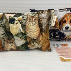 Gatti e cani I migliori amici dell'uomo Gattino Cucciolo Animale Australian Handmade Portamonete Portaoggetti in cotone Astuccio per il trucco Astuccio per matite 20 x 13 cm