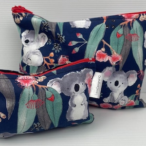 Australischer Koala-Bär mit blühendem Gummibaum Make-up-Tasche, Reißverschluss-Beutel, Federmäppchen aus australischer Baumwolle, Geldbörse