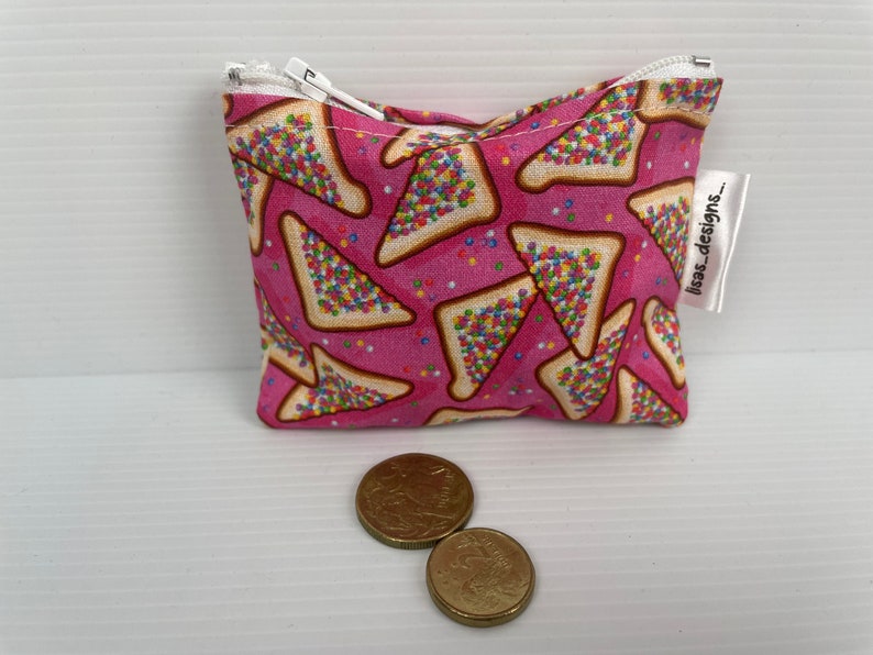 Fairy Bread Purses Cute Laura Wayne Fabric, Zipper Pouch, Australian Made Coin Purse Cotton pouch with nylon zipper 3 different sizes avail image 5