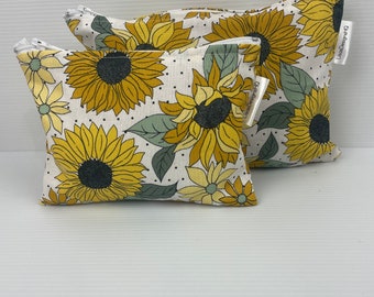 Beautiful Sunflower Fresh Print Organisation Pouch Zipper Pouch, Pencil Case Australian Made  Cotton pouch with nylon zipper 2 sizes