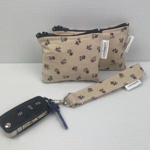 Vintage Antique Style Roses  Credit Card, Make up Organisation Pouch & Key Fob  Zipper Pouch, Australian Made Coin Purse
