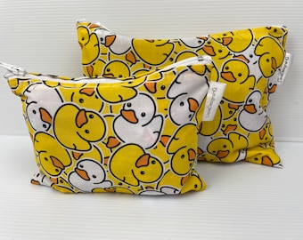 Yellow Rubber Ducks Makeup Pouch Reusable Snack Bag Zipper Pouch, Australian Made Coin Purse Cotton pouch with nylon zipper 2 sizes