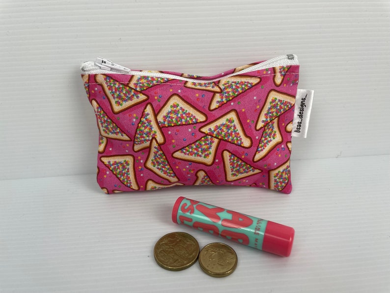 Fairy Bread Purses Cute Laura Wayne Fabric, Zipper Pouch, Australian Made Coin Purse Cotton pouch with nylon zipper 3 different sizes avail image 4