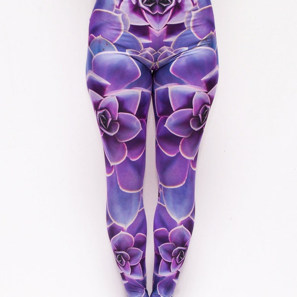 Echeveria Succulent Leggings (Blacklight Reactive!)