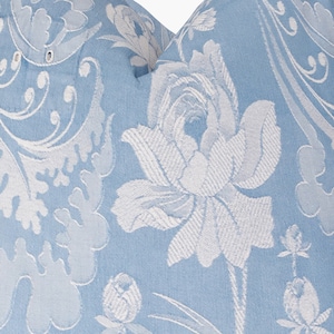 Celestine Blue Floral Pillow Cover | High End Decorative Pillow | Accent Pillow | Sofa Pillow | Single Sided | Antique Ticking