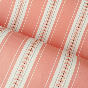 Per Yard - FINE Apricot Pink Ticking Fabric Antique Cotton Interior Design Curtains Yardage Unused - Ticking Depot - Ra-Rosa-006