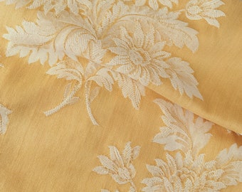 WAITLIST - RARE Antique Golden Yellow Floral Chrysanthemums Cotton Ticking Fabric 1900s Historic - Ticking Depot - Rec-Da-Amarillo-007