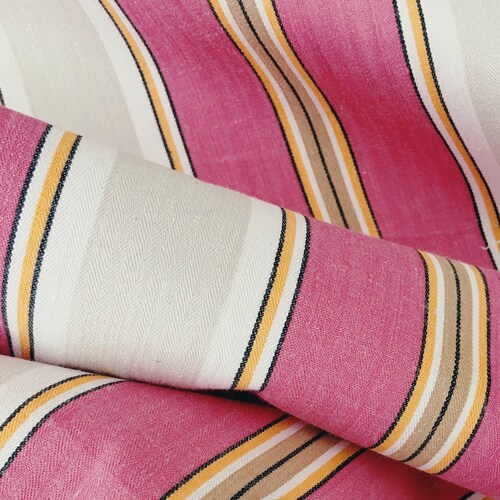 Pink Stripes Antique Ticking Fabric Cotton TWILL Rustic Farmhouse SOFT shops Timeworn Distressed Antique European Textile 1900s
