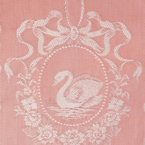 59" × 66" 1930s Rare French Swans Motif Antique Ticking Fabric SOFT Cotton Country Cottage - Ticking Depot - Rec-Da-Rosa-006D