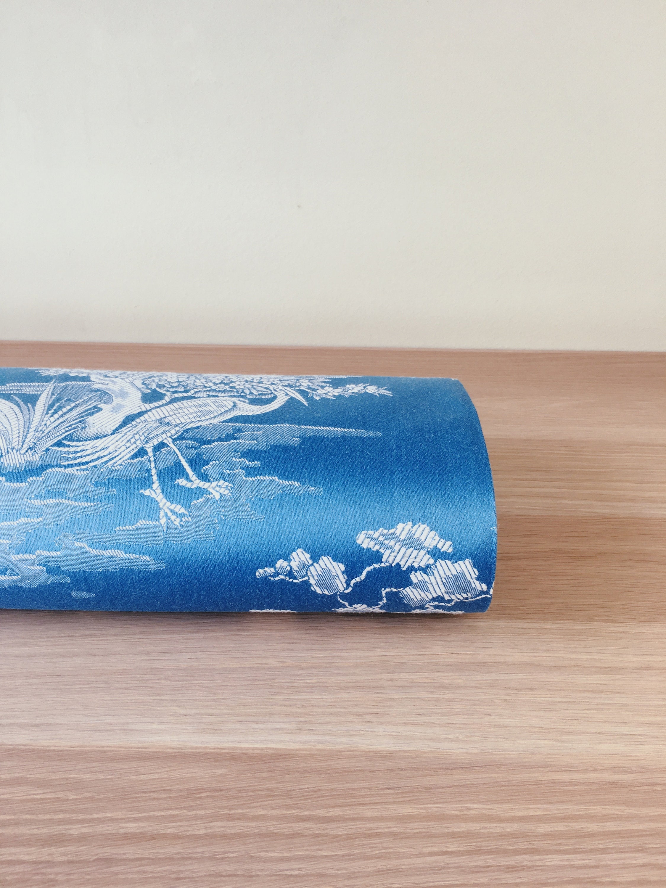 お選びください！アンティークブルーフローラルティッキング生地 1940