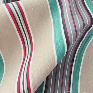 21&quot;x59&quot; RARE Green Taupe Antique Striped Ticking Fabric Soft Cotton Twill 1940s Historical - Ticking Depot - Rec-Ra-Verde-021