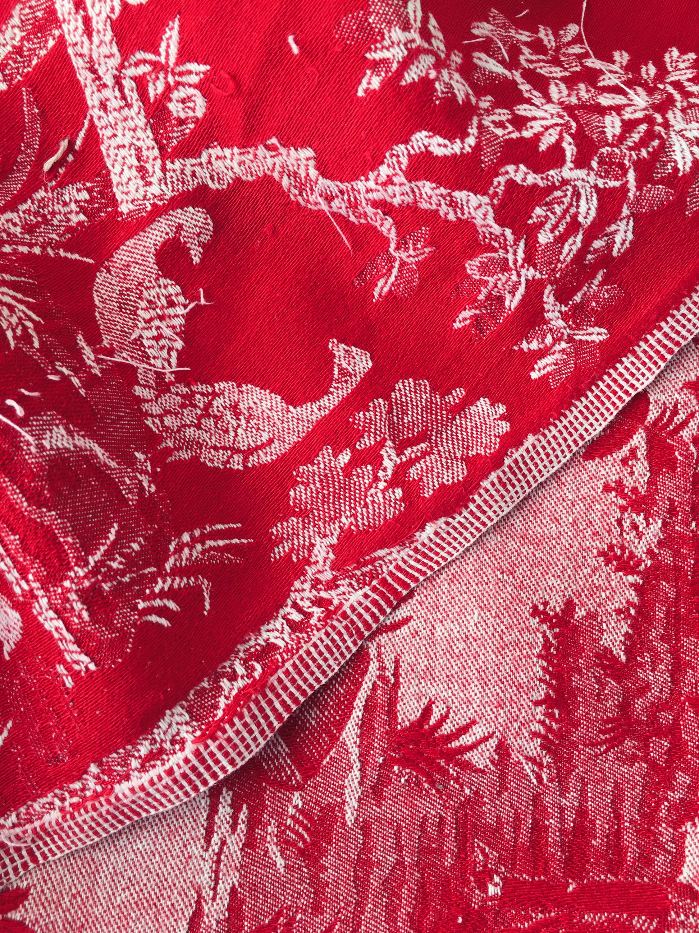 59インチ×66インチ 美しい1930年代アンティークティッキング フレンチ