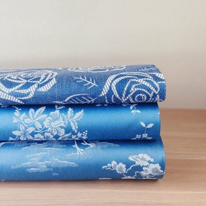 Escolha! Tecido floral azul antigo, estampado, algodão fino, anos 1940, design de interiores, metragem não utilizada - Ticking Depot - Da-Azul-Col
