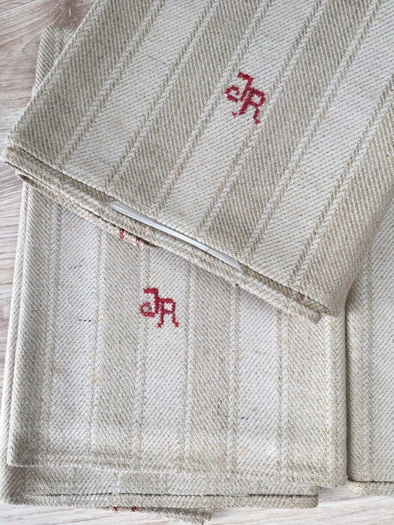 Antique Swedish Handwoven Linen Kitchen Hand Towel 'VL' Monogram