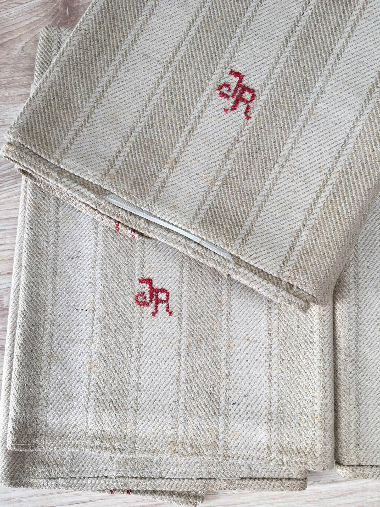 Antique Swedish Handwoven Linen Kitchen Hand Towel 'VL' Monogram