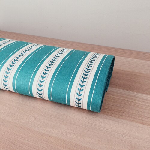 UNUSED Antique Ticking Fabric shops | Emerald Green Stripes | 1940-1950 | Vintage Cotton | Upholstery Pillows Curtains By The Yard