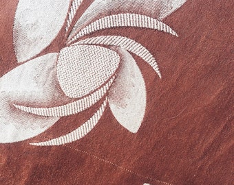 WAITLIST - Rich Brown Antique Ticking Fabric Stunning Floral Design 1960s Soft Cotton Ticking RARE - Ticking Depot - Rec-Da-Marron-001