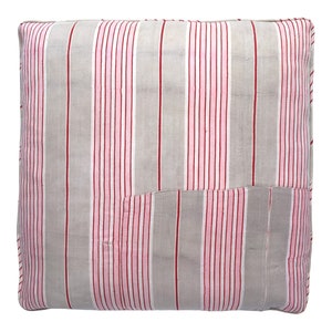 May include: A gray and pink striped pillow with a single pocket sewn into the front.