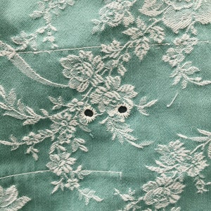 1940s Floral Antique Ticking Fabric BEAUTIFUL Light Green Damask Cotton Soft and Delightful Antique European Textile Rustic Decor