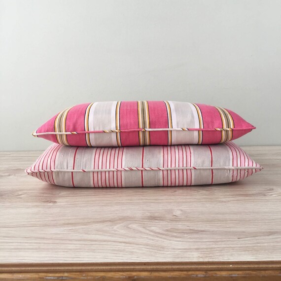 PINK Antique Ticking Stripe Pillows CUSTOM MADE (#PC16) - Ticking Depot