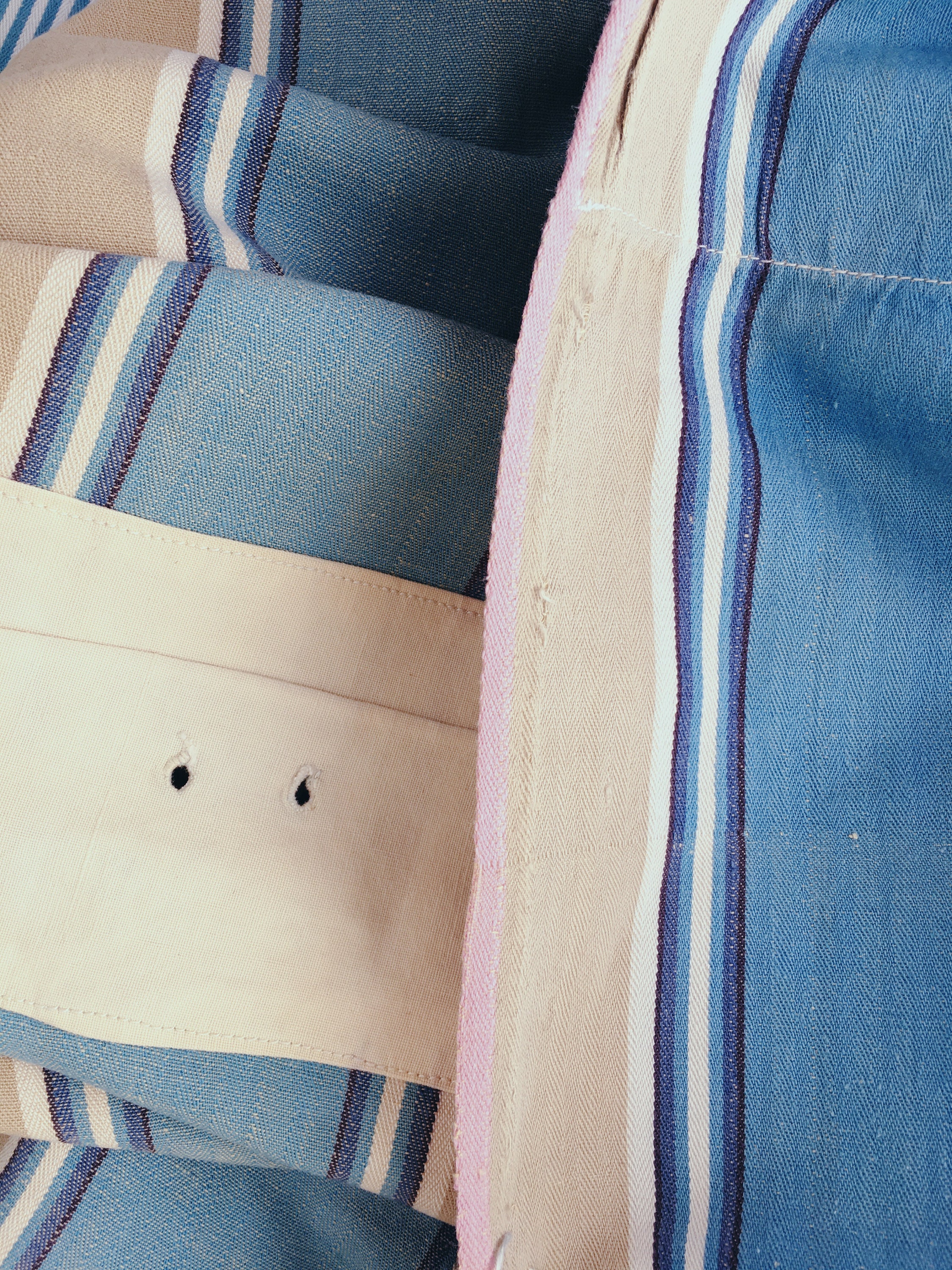 18インチ×33インチ アンティーク ティッキング生地 ブルー トープ