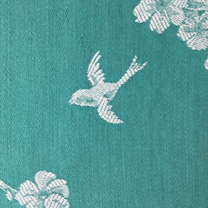 20x51 Very RARE Antique Green Birds Ticking Fabric 1920s Historic Cotton Cherry Trees & Swallows Ticking Depot Rec-Da-Verde-031 image 4