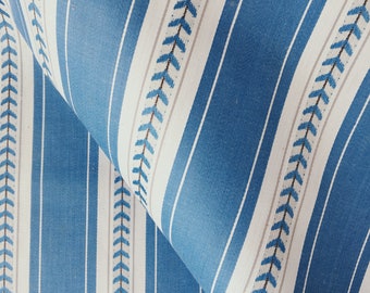 Por jarda - Tecido FINE Light Blue Ticking, cortinas de design de interiores de algodão antigo, metragem - Ticking Depot - Ra-Azul-004