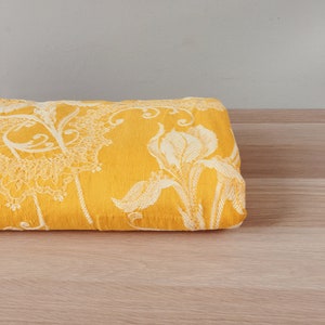50&quot;x35&quot; Vintage Ticking Fabric Golden Yellow Orchids 1950s DELICIOUS Floral Cotton Antique Pillows - Ticking Depot - Rec-Da-Amarillo-011