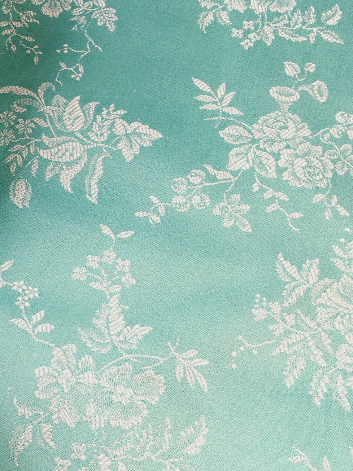 Pale Green 1940s Antique Floral Ticking Fabric Damask Cotton | Etsy