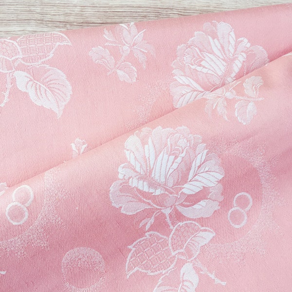 1.09 Yards - Beautiful Antique Ticking Fabric with Floral Roses Cotton Rare UNUSED Old Stock 1940s Unique - Ticking Depot - Da-Rosa-007