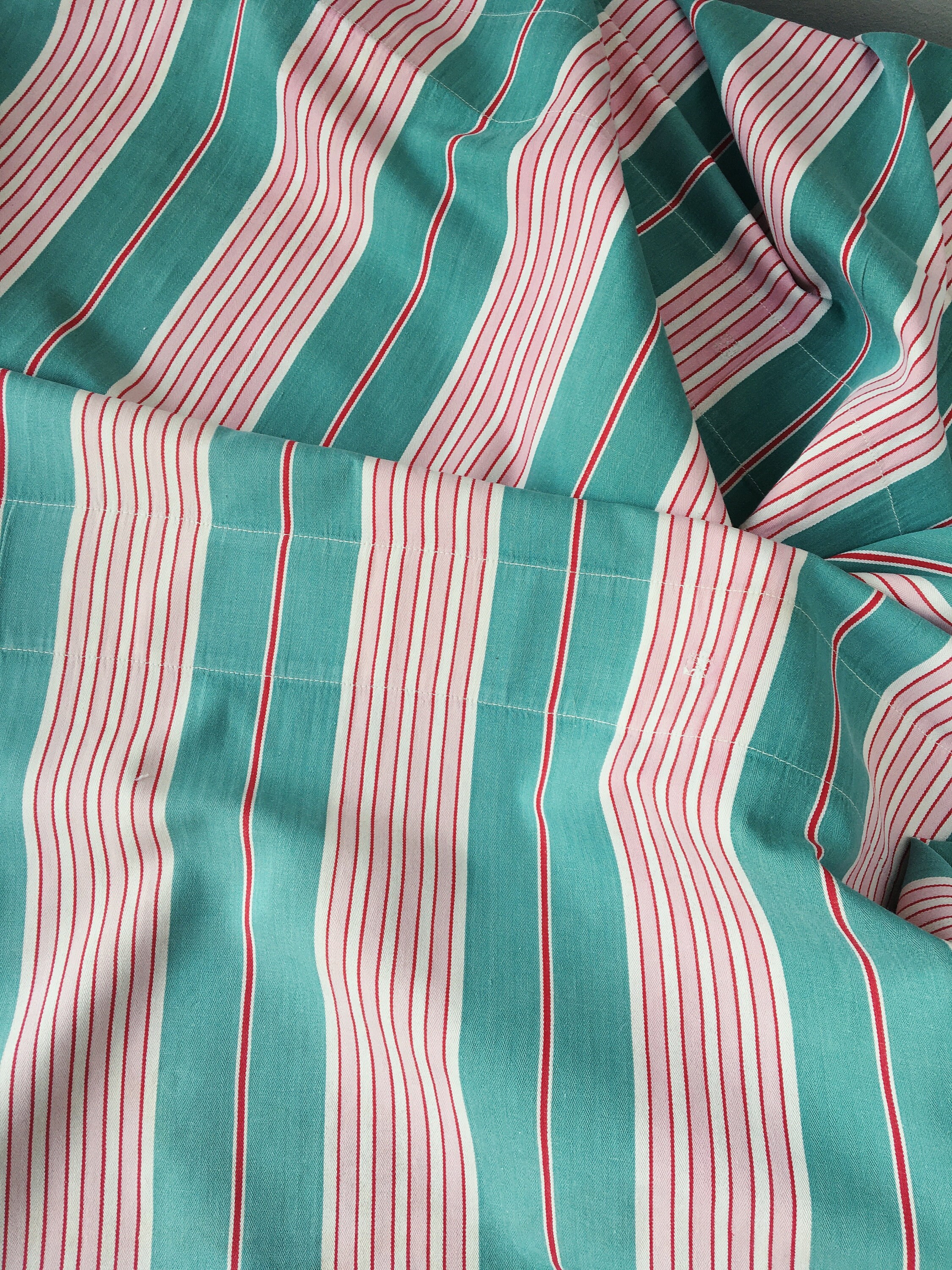Heavy Weight Green Ticking Stripes Cotton Fabric By-The-Yard Quantity  Discounts