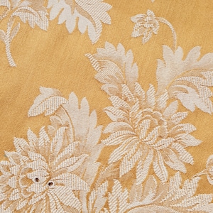Fabric SAMPLE 4&quot;x4&quot; -  RARE Antique Ticking Fabric Dijon Yellow Chrysanthemums Floral Cotton 1930s Historic - Rec-Da-Amarillo-004