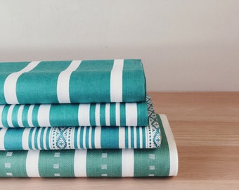 ¡Elige! Tela de rayas verdes antiguas de mediados del siglo XX, algodón cortado a medida. Textil vintage raro, SIN USAR - Ticking Depot - Ra-Verde-Col
