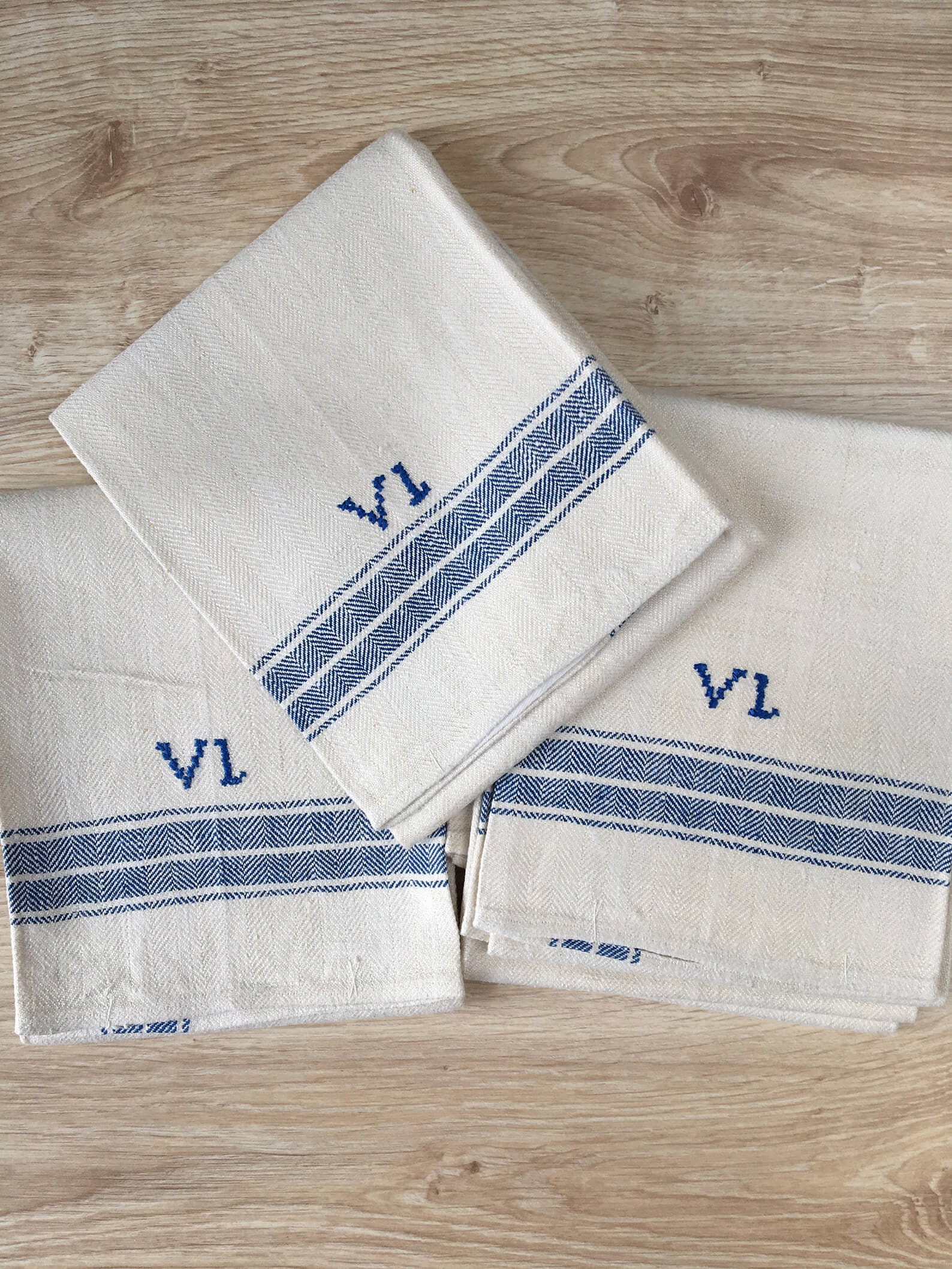 Antique Swedish Handwoven Linen Kitchen Hand Towel 'VL' Monogram
