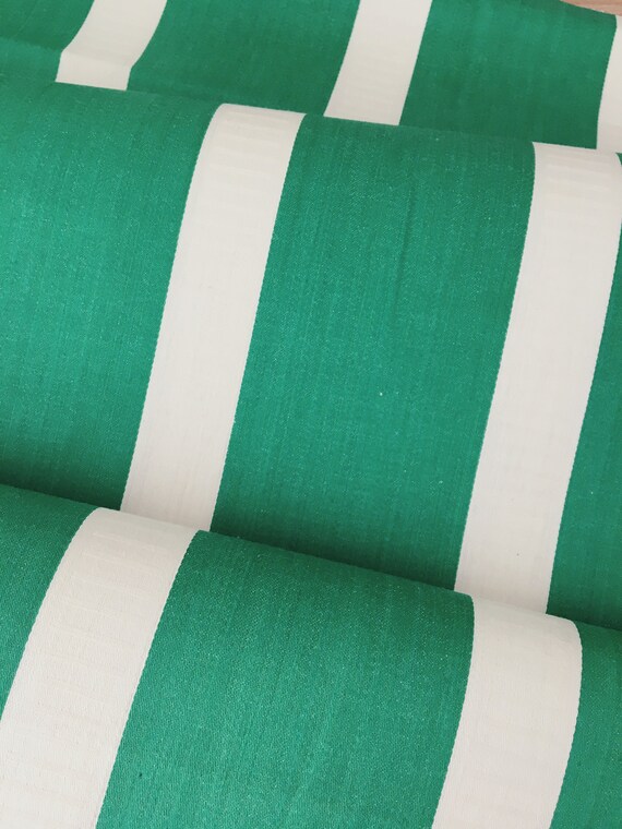 1.96 Yards - FEINER Antiker Inlettstoff Grün Gestreift Baumwolle 1900s Material - Inlettstoff - Ra-Verde-009