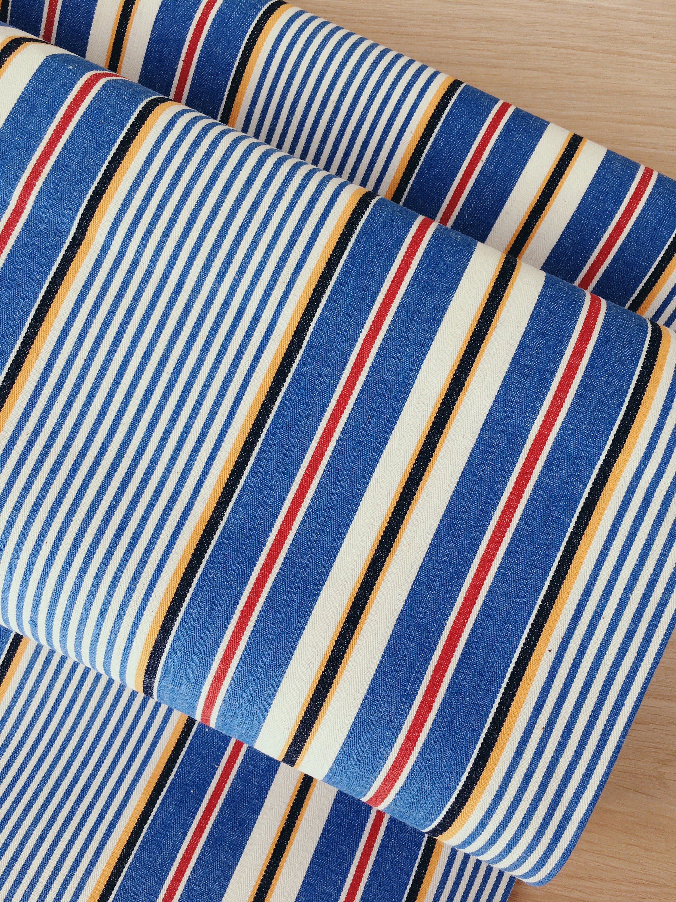 Buy 1950s PRISTINE Antique Ticking Fabric Blue Striped Cotton