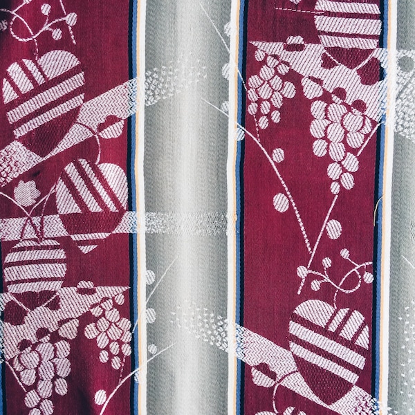 16 x 84 po. Tissu antique rare à rayures bordeaux, parfait pour la décoration d'intérieur, tapisserie d'ameublement, coutil en coton des années 40 - Ticking Depot - Rec-Ra-Rojo-003