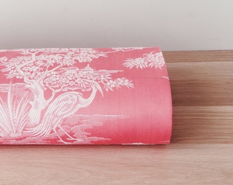 1.2 Meters - UNUSED Antique Pink Exotic Birds Ticking Fabric 1940s Damask Sateen Perfect For Home Decor Upholstery Pillows