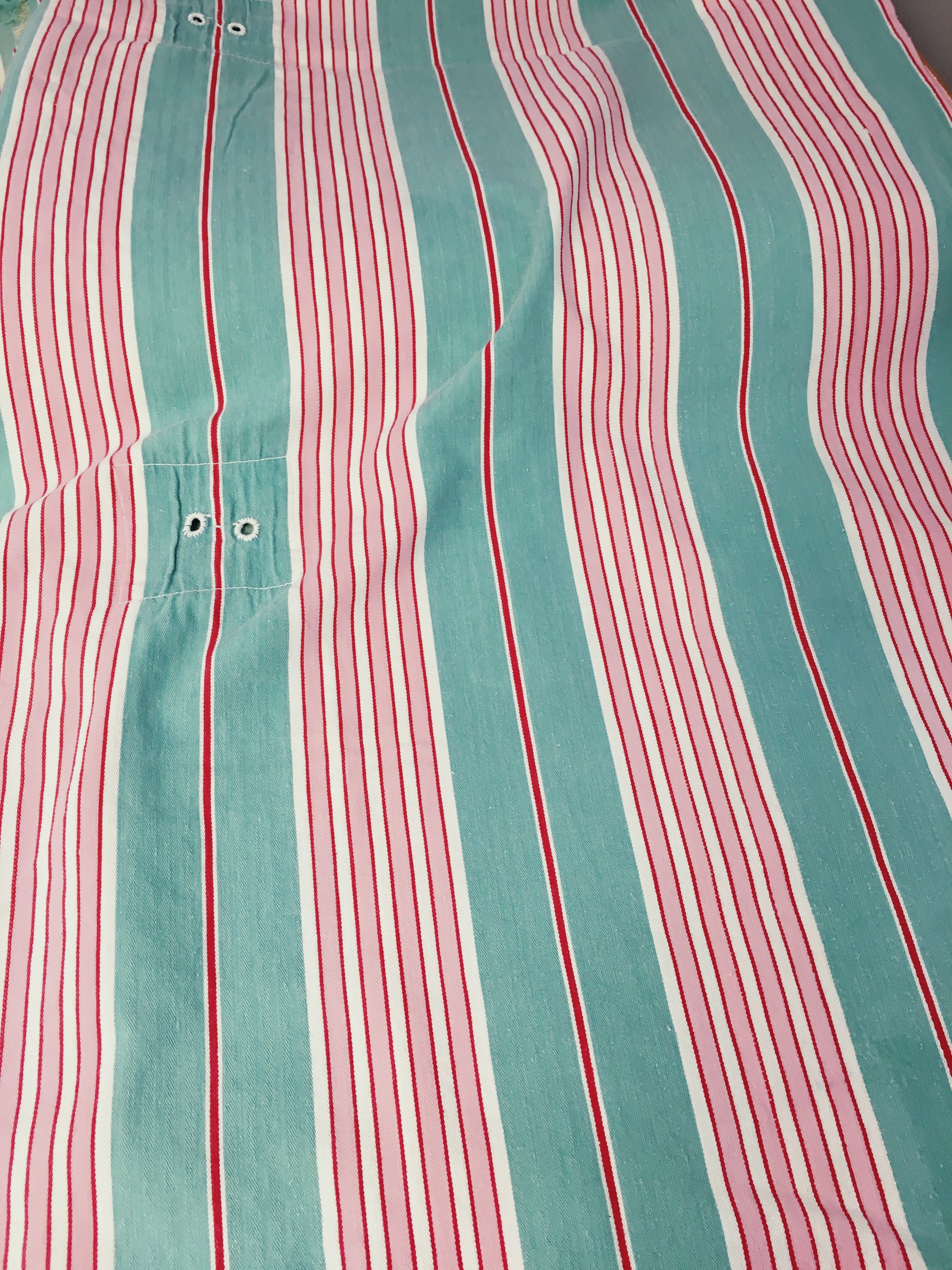 Pink Green RARE Timeworn Ticking Fabric 1940s Candy Stripes | Etsy